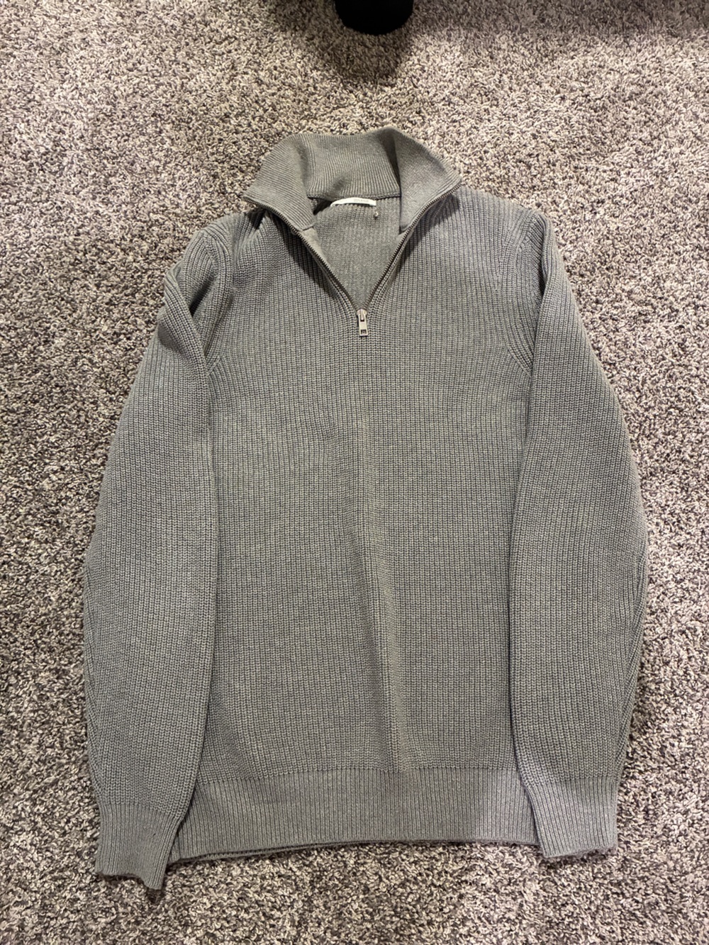 Zara Light Gray Knit Quarter Zip - Medium
